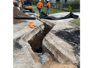 water main rupture repair at Canterbury Mildred